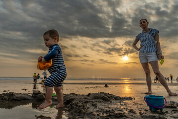 Playing on the beach in Seminyak, Bali