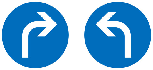 Turn Right Ahead Turn Left Ahead Germany Traffic Sign Vector