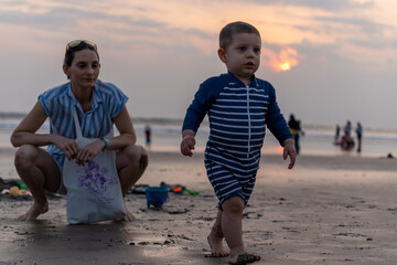 Playing on the beach in Seminyak, Bali