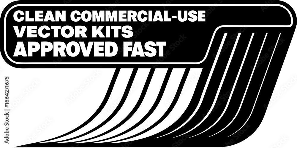 Poster black and white vector image featuring text and curved lines in a commercial style graphic design el