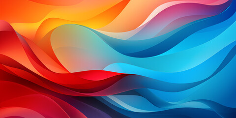 波と曲線のアブストラクト、暖色と寒色のハーモニー