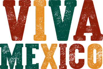 Patriotic Viva Mexico text with festive vintage lettering for celebration