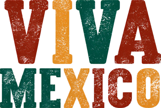 Patriotic Viva Mexico text with festive vintage lettering for celebration