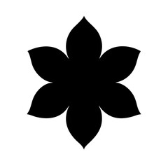 Elegant Black Silhouette of a Six-Petaled Flower A Simple Floral Design