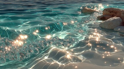 White transparent water ripple texture with natural wave shadows and bubbles