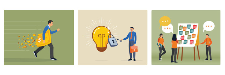 Lose money investment concept in financial crisis. Intellectual property. Business discussion.