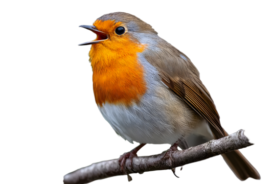 European Robin bird singing (Erithacus Rubecula)