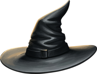 Mysterious black witch hat costume accessory for halloween fantasy
