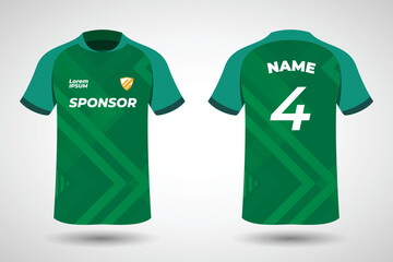 Sports jersey t shirt design flat sketch illustration, Stripe abstract printed Round neck football jersey concept with front and back view for Cricket, soccer, Volleyball and badminton uniform kit