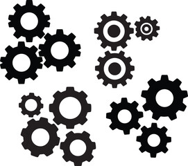 Gears Symbolizing Process Silhouette Vector Illustration