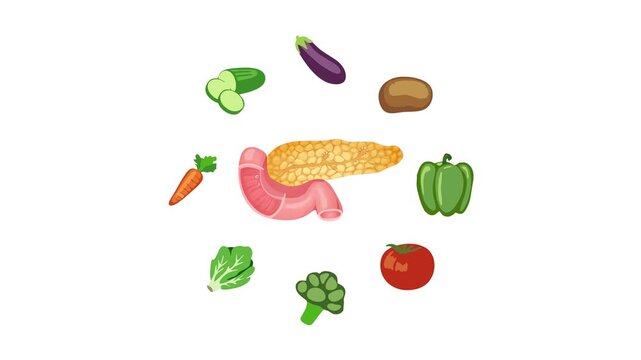 Healthy Food Pancreas Function Vegetable Diet Nutrition Flat Illustration Concept