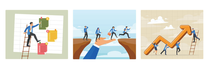 Task management concept. Support or help concept to solve problem. Achieve success.