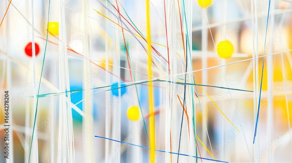 Aufkleber abstract composition with colored lines and spheres for creative backgrounds design concepts