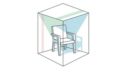 Chair in a box illustration furniture design interior design seating furniture object furniture product art 3d model