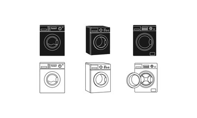 Stylish washing machine silhouette isolated on white background