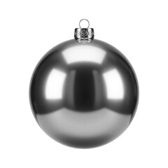 A Shiny Silver Christmas Ornament, Cut Out, Clipping Path, Isolated on a Transparent PNG Background.