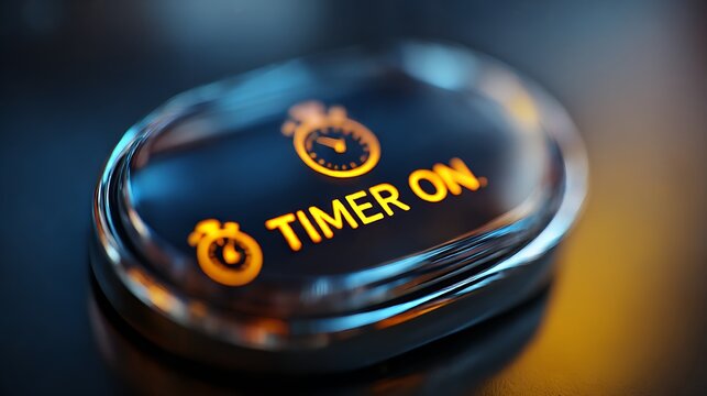Timer On Button in Close-up"
