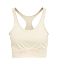 Beige sports bra for fitness, and yoga on transparent background