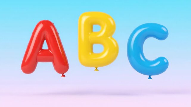 Bouncing alphabet balloons ABC in colorful scene