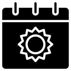 Summer calendar icon in glyph style, suitable for summer season, holidays, and vacation planning concept illustrations