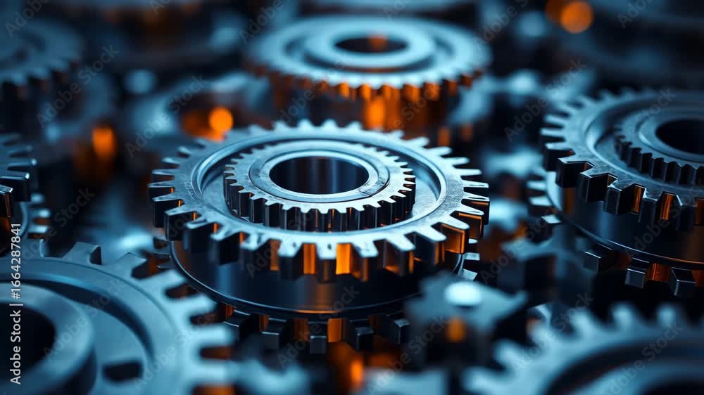 Poster mesmerizing macro: metallic gears in motion, a study in precision engineering and design