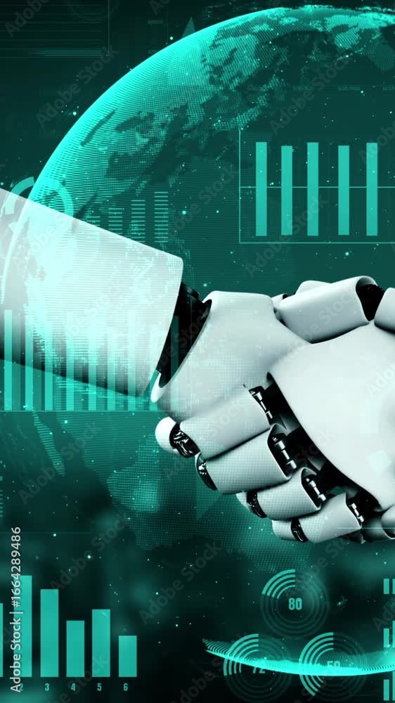 Poster future financial technology controll by ai robot huminoid uses machine learning and artificial intel