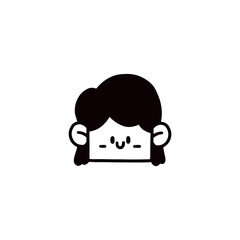 cartoon girl face graphic design illustration