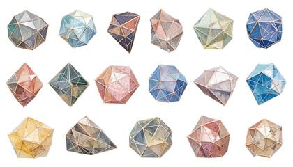 Fototapeta premium Minimal Abstract Watercolor Polygon Shapes Set