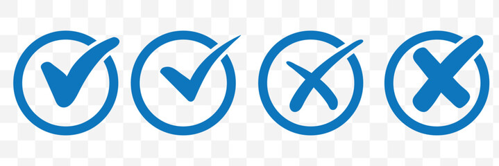 Check mark icon button set. Check box icon with right and wrong buttons and yes or no checkmark icons in green tick box and red cross. Isolated checkmark symbol, right and wrong sign concept. Icon.