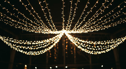Elegant Fairy Lights Ceiling Decor: Warm Illumination for Events