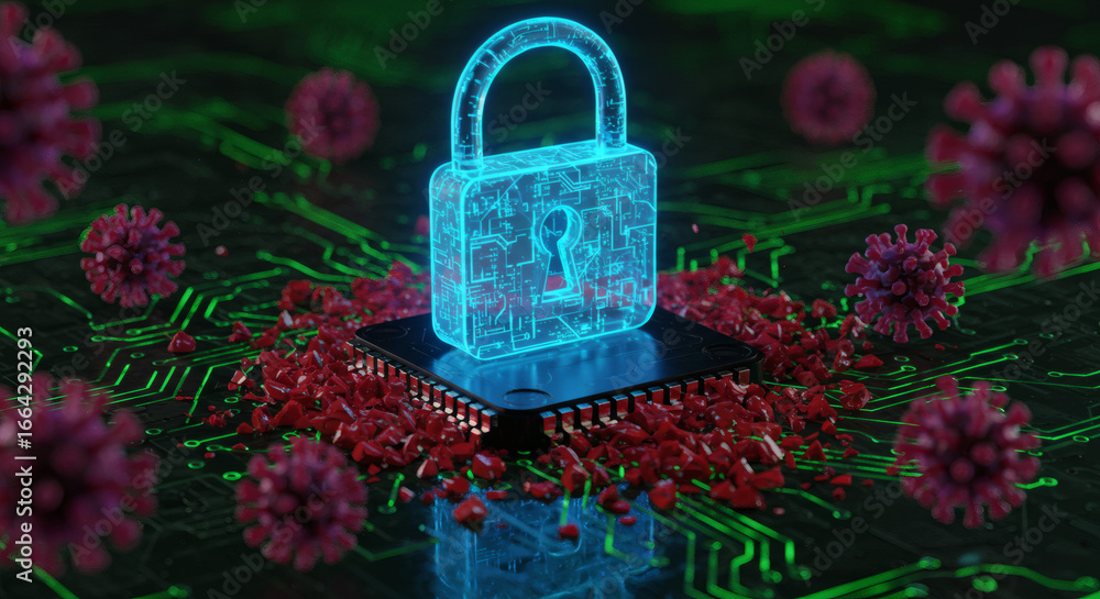Poster cybersecurity in the age of viruses protecting digital assets from threats