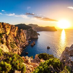 Coastal Sunset Panorama, Mediterranean Sea