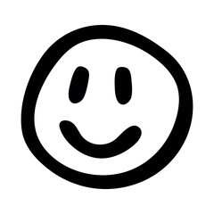 Simple hand drawn happy emoji Smile face doodle Single element for print, web, design, decor