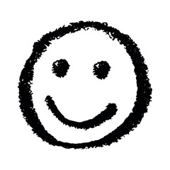 Simple hand drawn happy emoji Smile face doodle Single element for print, web, design, decor
