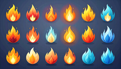 fire icons and flame shapes,
