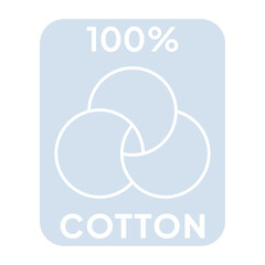 100% cotton icon. Vector label illustration