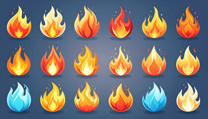 fire icons and flame shapes,