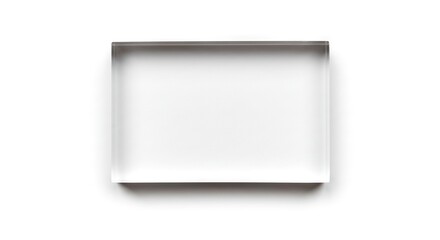 Transparent square block with subtle shadows centered on a stark white background