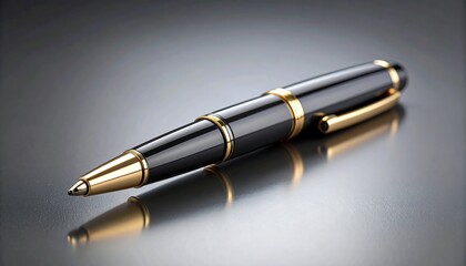 Black Gold Pen, Studio Shot, Reflective Surface