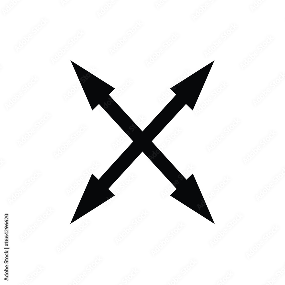 Poster four directional arrows intersecting movement symbol