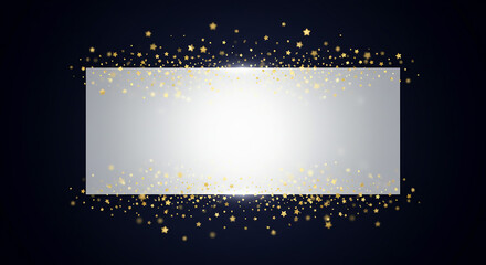 Rectangular Silver Frame with Gold Glitter on Dark Background
