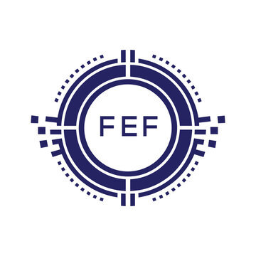FEF Modern Abstract Circular Technology Logo Design with FEF Letter Logo.
