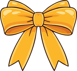 Bright yellow ribbon bow, decorative and festive.