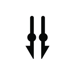 Black arrows pointing down symbol direction