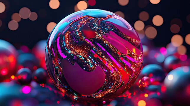 3D Rotating Globe in Glowing Financial Theme