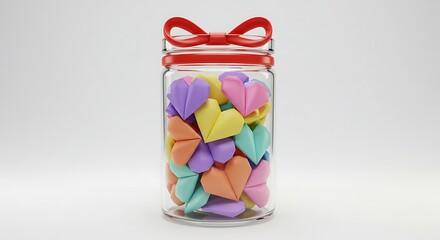 Obraz premium Origami Hearts in Jar