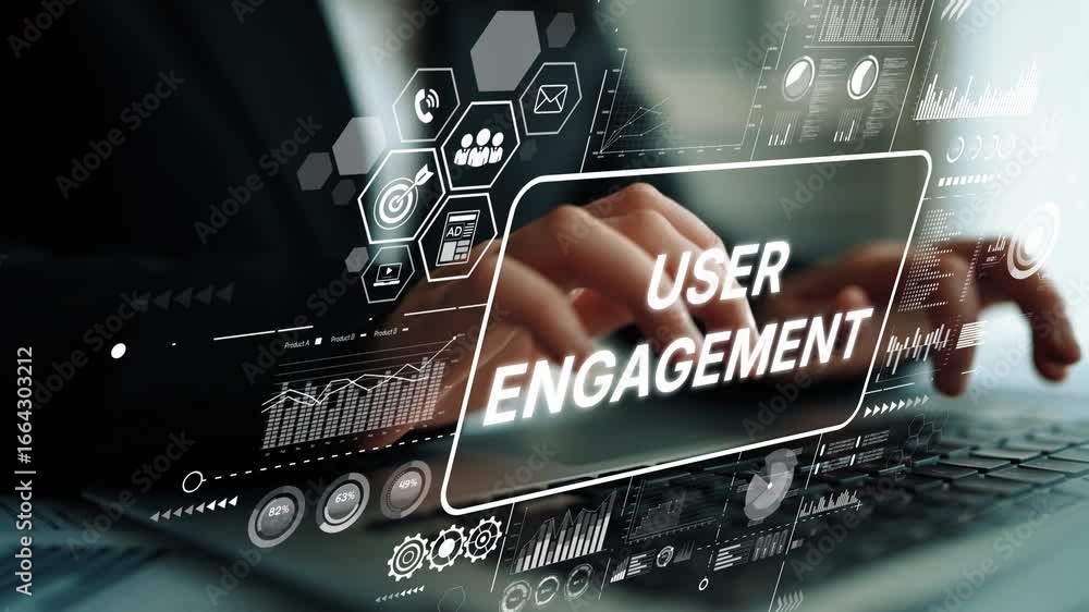 Aufkleber digital interface showing user engagement metrics and analytics for marketing and business strategie