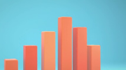 Orange bar graph showing growth and success against a vibrant blue background design