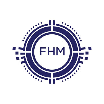 FHM Modern Abstract Circular Technology Logo Design with FHM Letter Logo.
