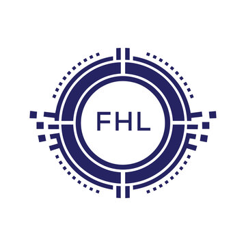 FHL Modern Abstract Circular Technology Logo Design with FHL Letter Logo.
